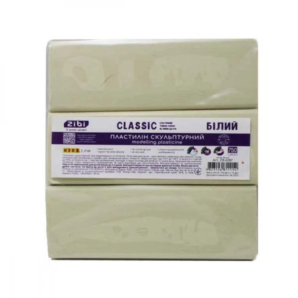 Пластилін 750г білий KIDS Line ZB.6287 Скульптурний