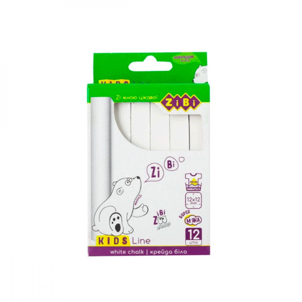 Крейда біла квадратна 12 шт ZiBi ZB.6703-12 картонна коробка KIDS Line