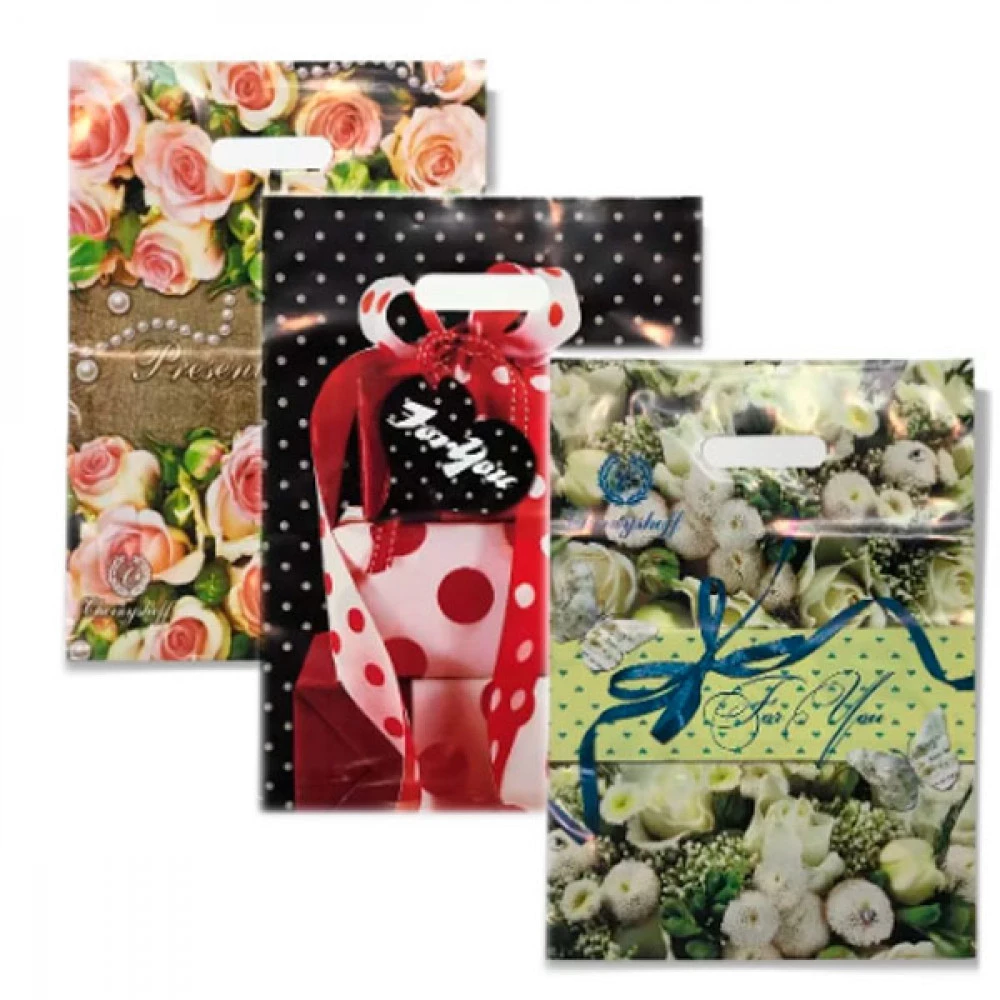 Пакет з прорізною ручкою 28 х 37 см щільний Mix