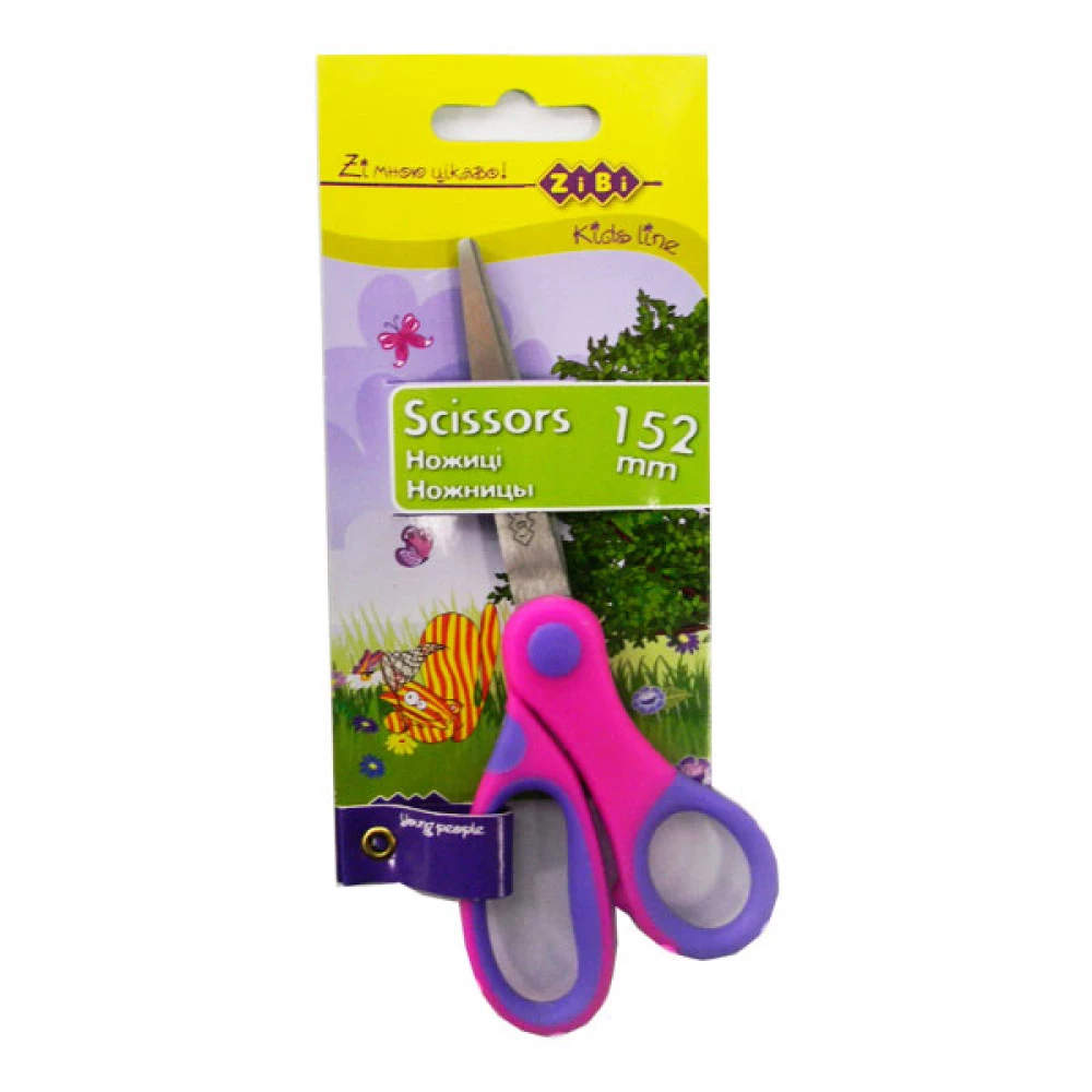 Ножиці ZiBi 15,2 мм ZB5015-10 з гумовими вставками рожеві