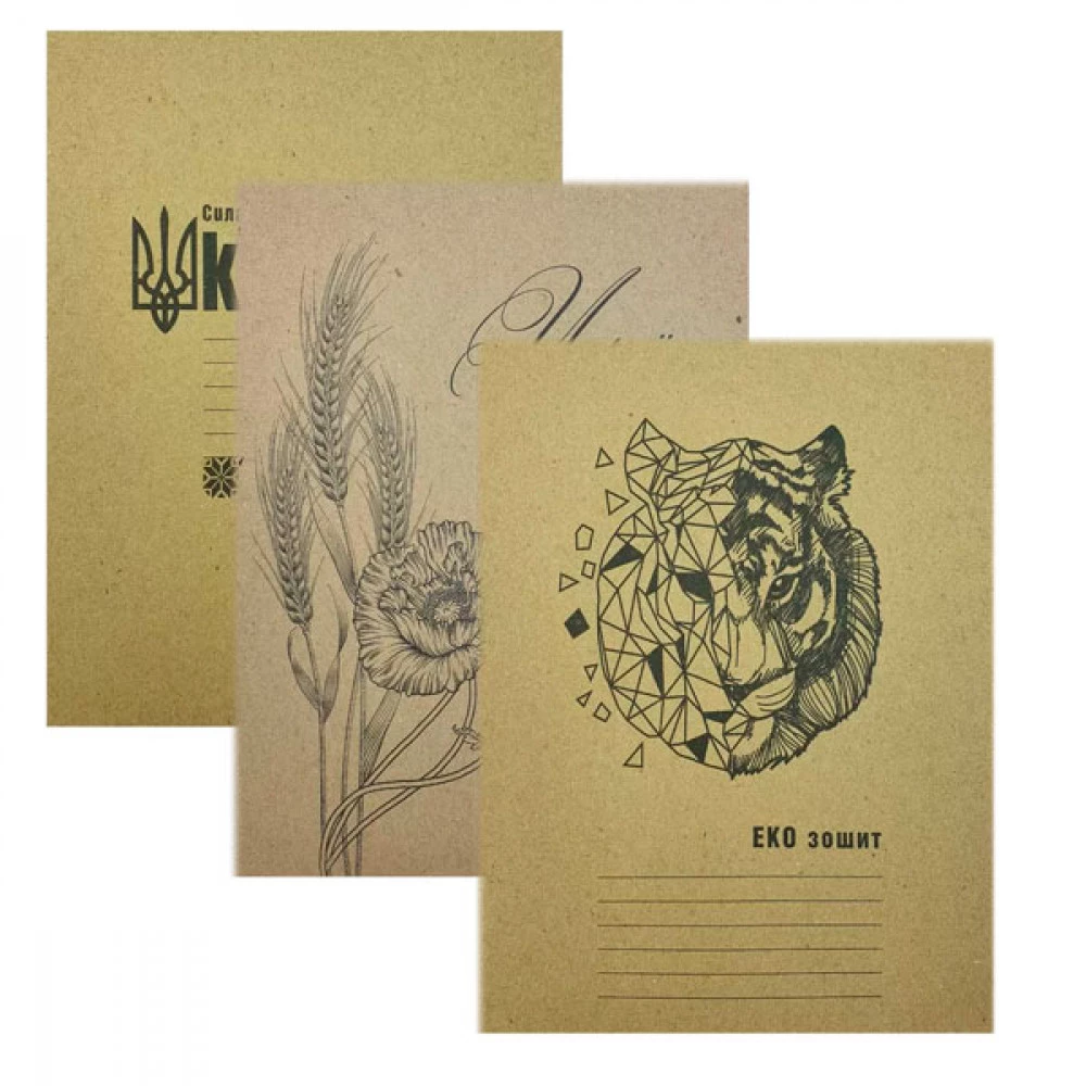 Зошит 12 листів # в клітинку Бриск ТВ-80 крафт Mix