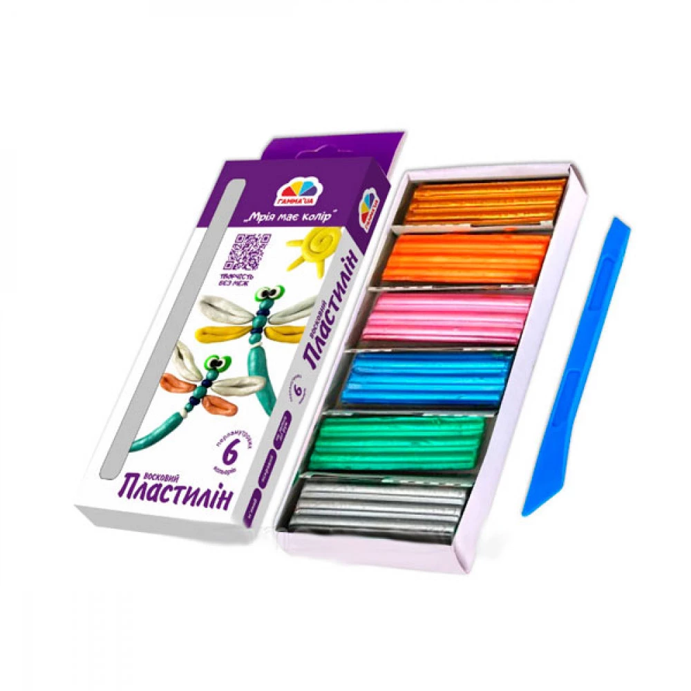 Пластилін Гамма НВ 400303 перламутровий 6 квітів восковий 90 г