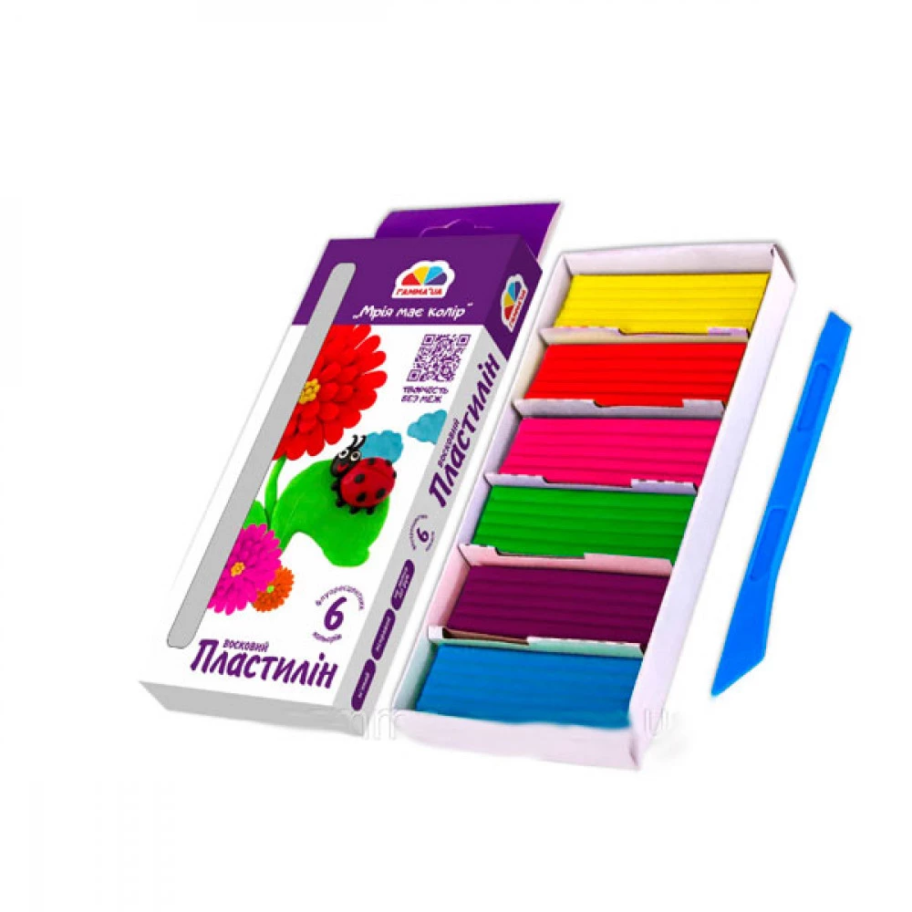 Пластилін Гамма НВ 400304 флюаресцентний 6 квітів восковий 90 г