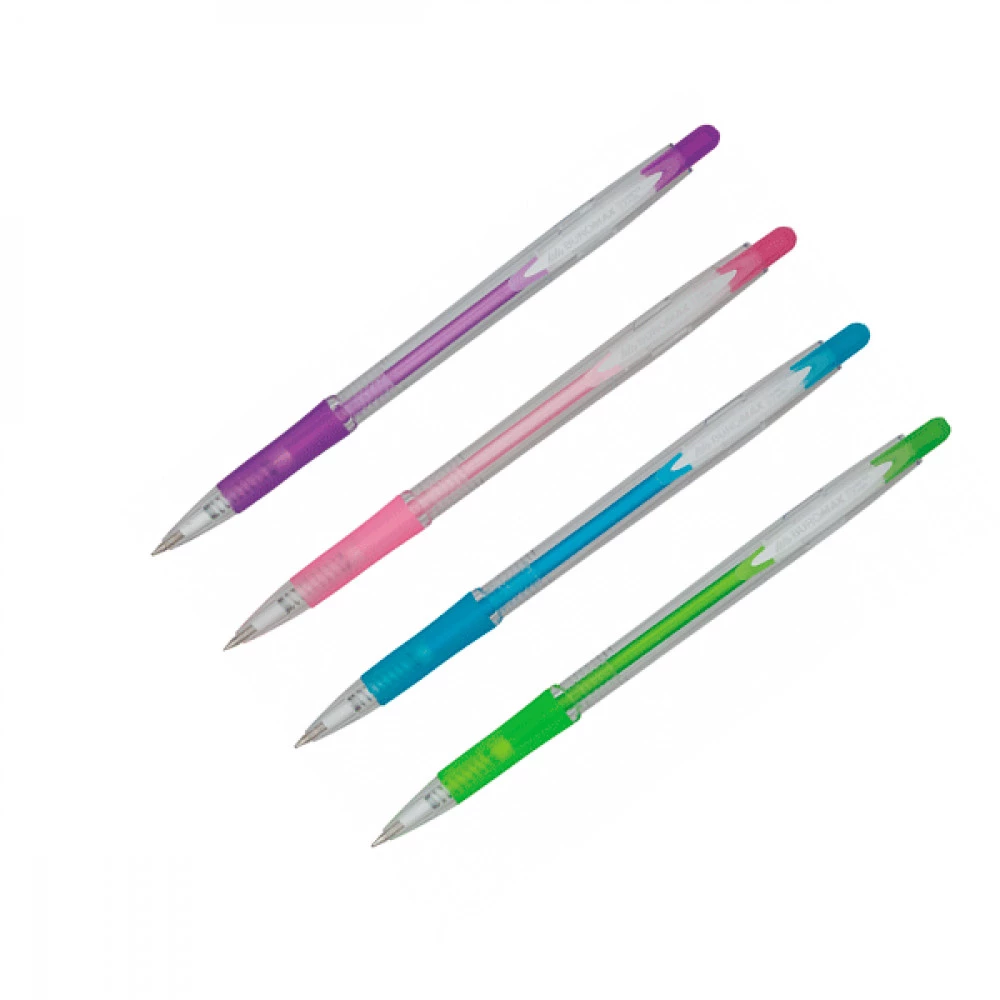 Ручка кулькова автоматична BuroMAX 8210 0,7 мм синя, корпус Mix