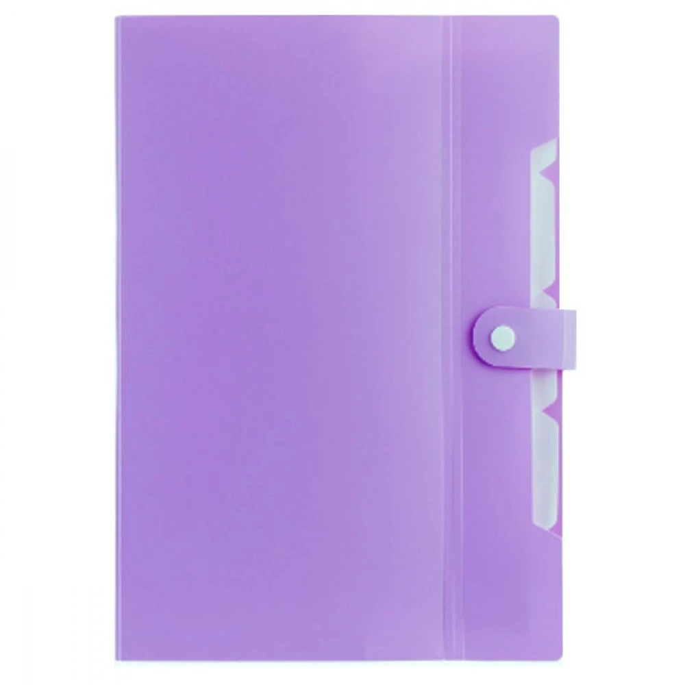 Папка - конверт пластикова А4 Optima О35520 на кнопці 6 лавандових відділень