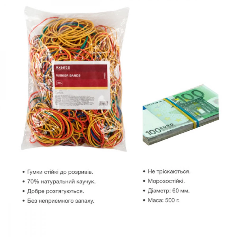 Гумки для грошей AXENT 4622 500г кольорові