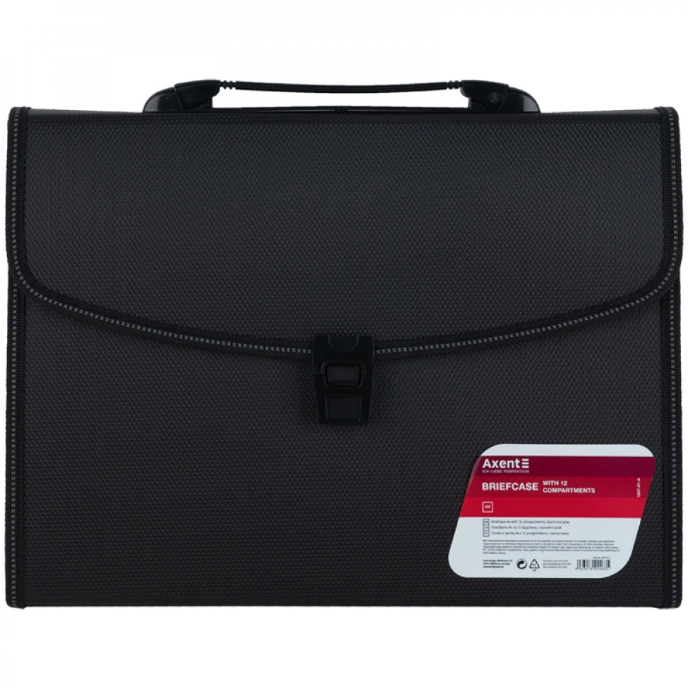 Портфель пластиковий А4 12 відділень Axent 1607-01 чорний