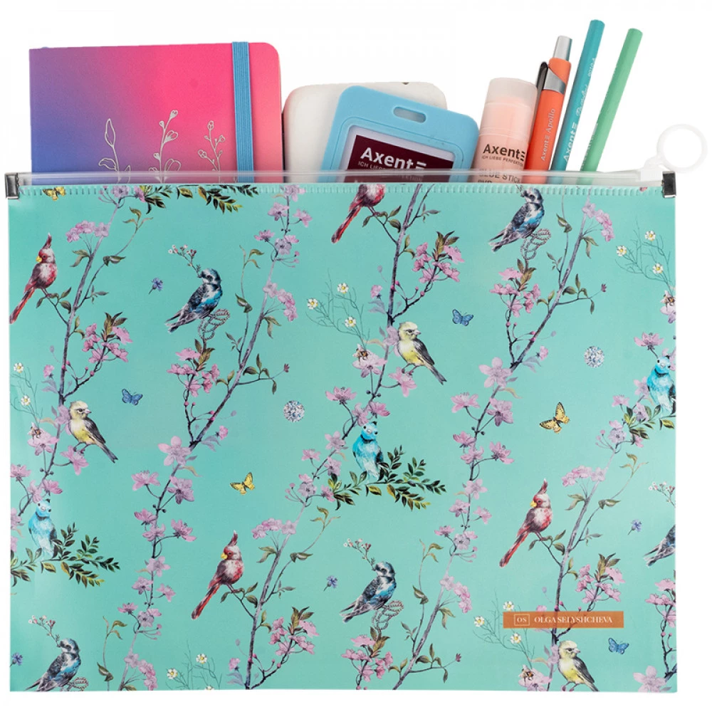 Папка пластикова А4+ Axent 1497-33-А на блискавці zip-lock OS Spring