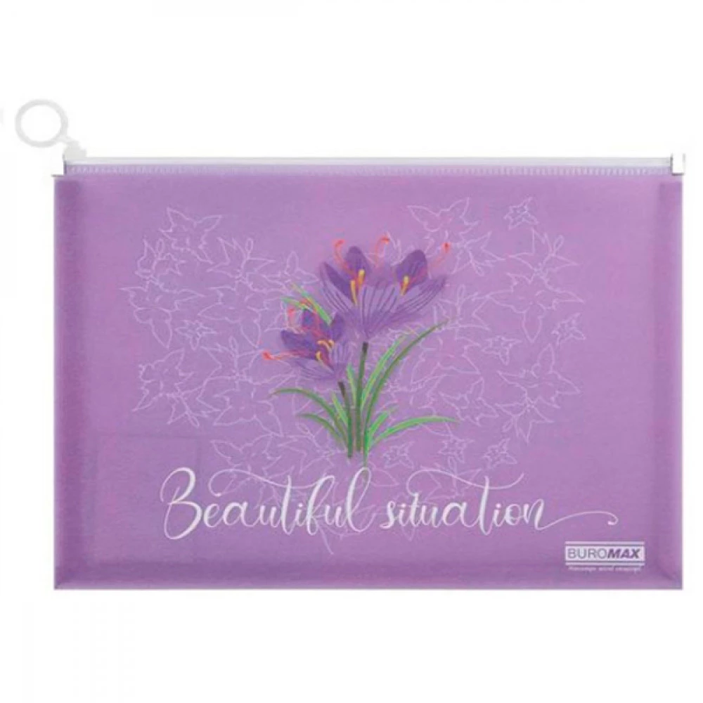 Папка - конверт А4 BM3975-07 на zip-блискавці матова напіврозр,ARABESKI,фіолетовий.