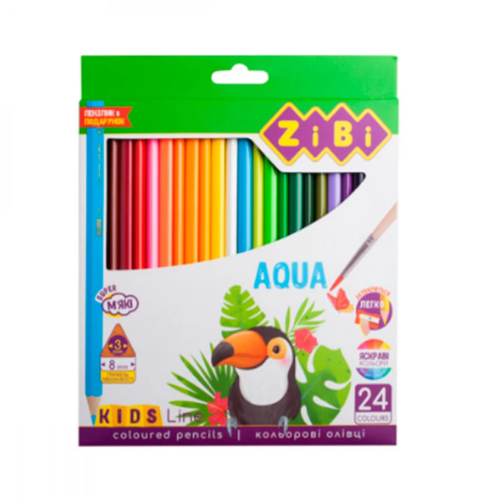 Олівці кольорові акварельні 24 кольори ZiBi ZB2476
