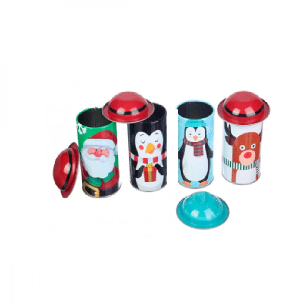 Коробка сувенірна металева "Новорічна з шапочкою" 6-1908-417 Mix