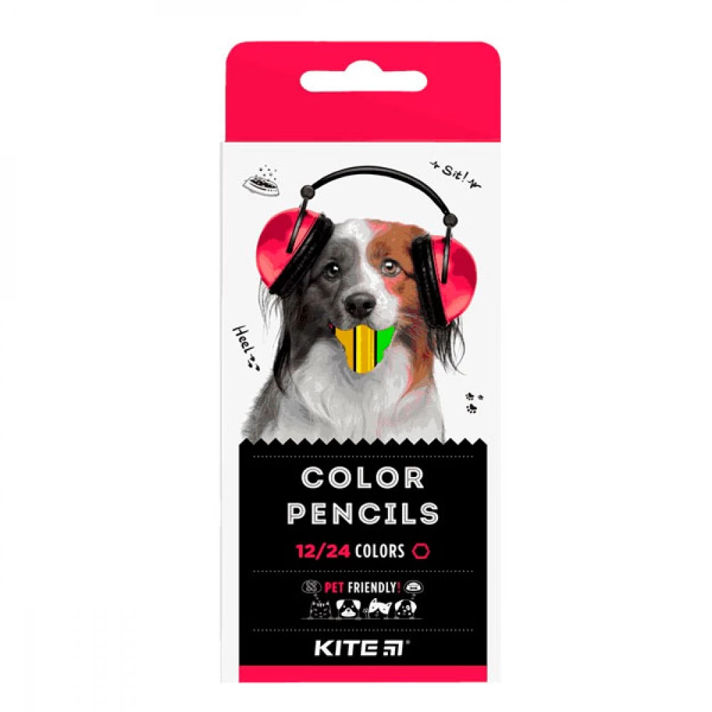 Олівці кольорові тригранні 12 кольорів Kite K22-054-1 Dogs