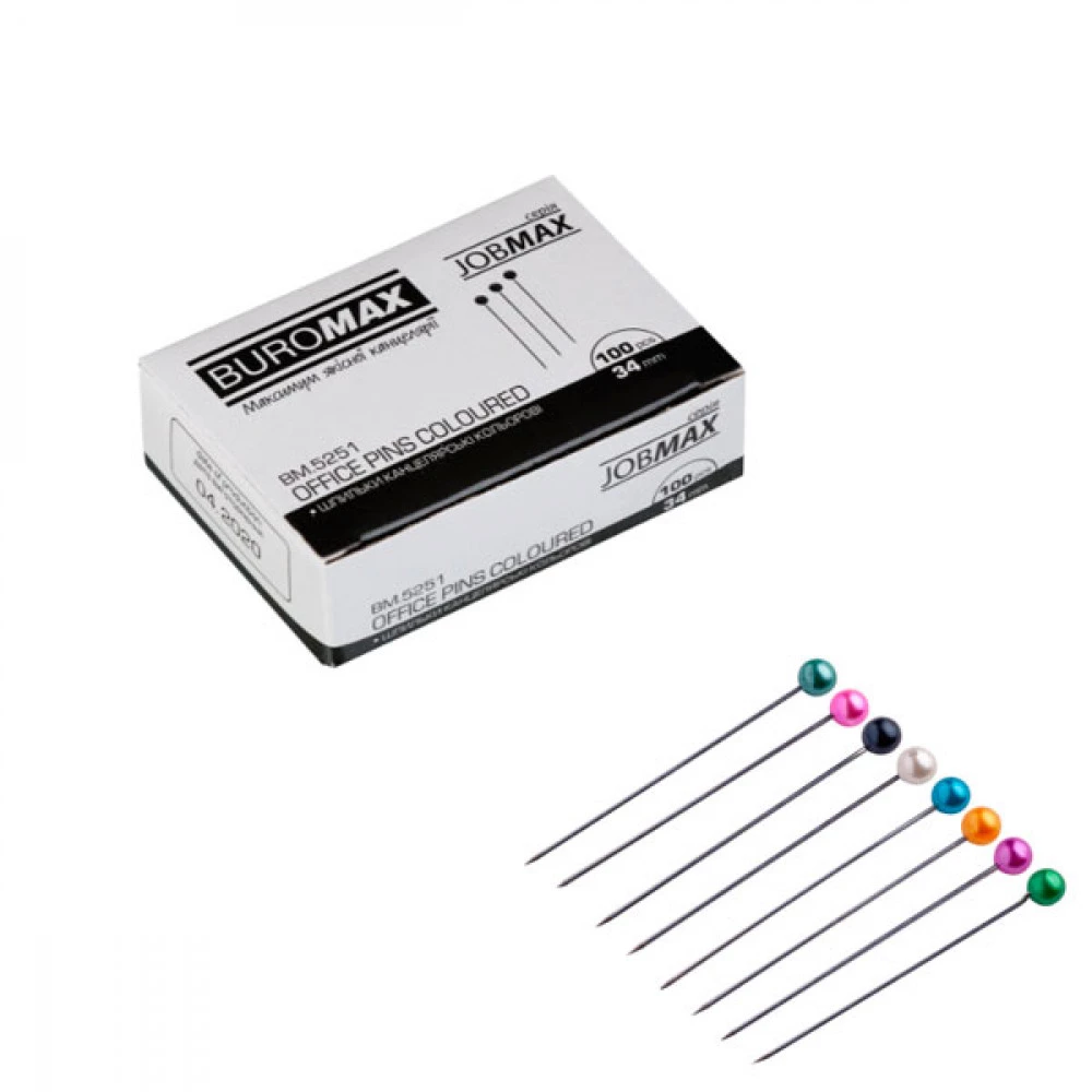 Скріпки 28 мм "BuroMAX" 5015 (100 шт) кольорові
