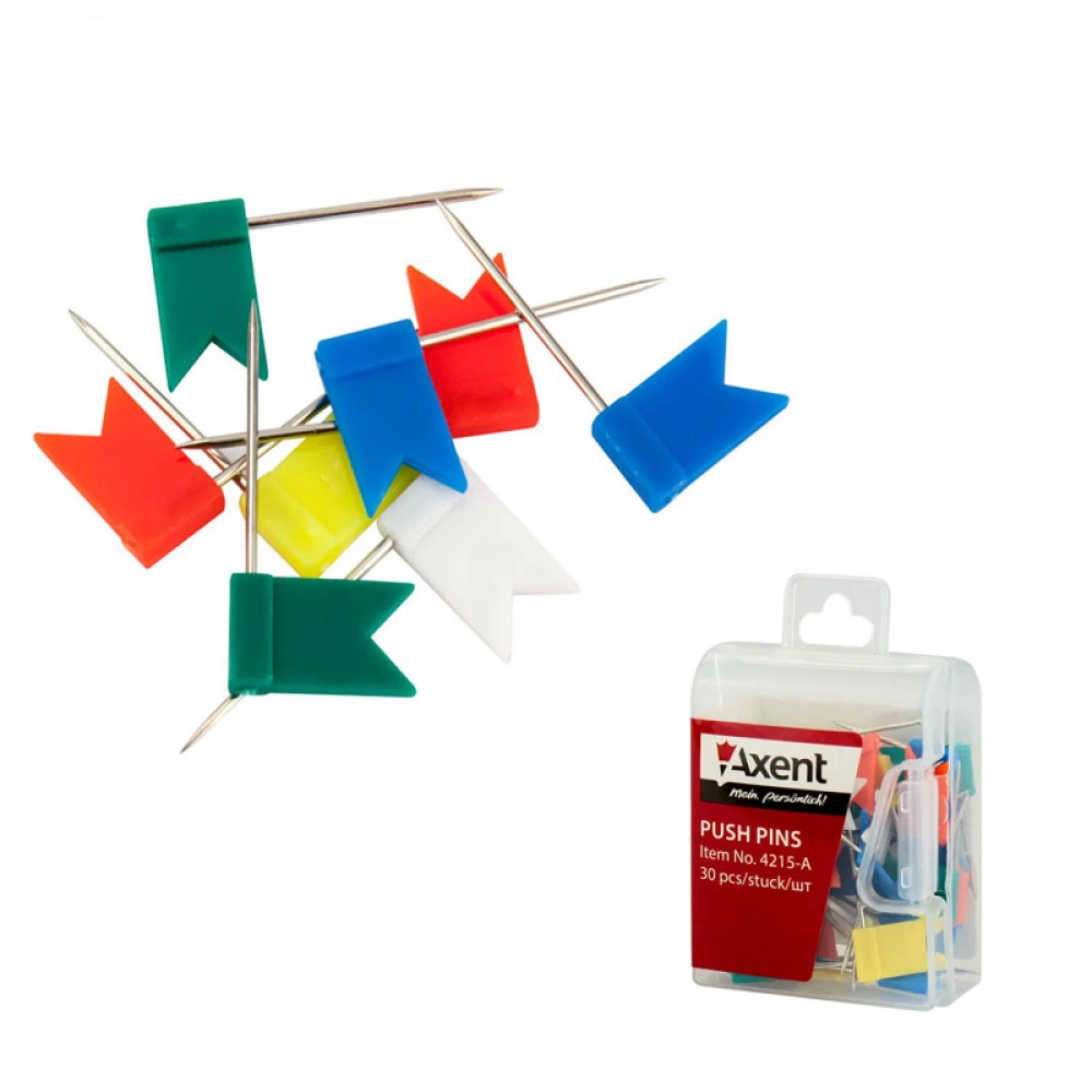 Кнопки-гвоздик "Axent" 4215 прапорці (30 шт)