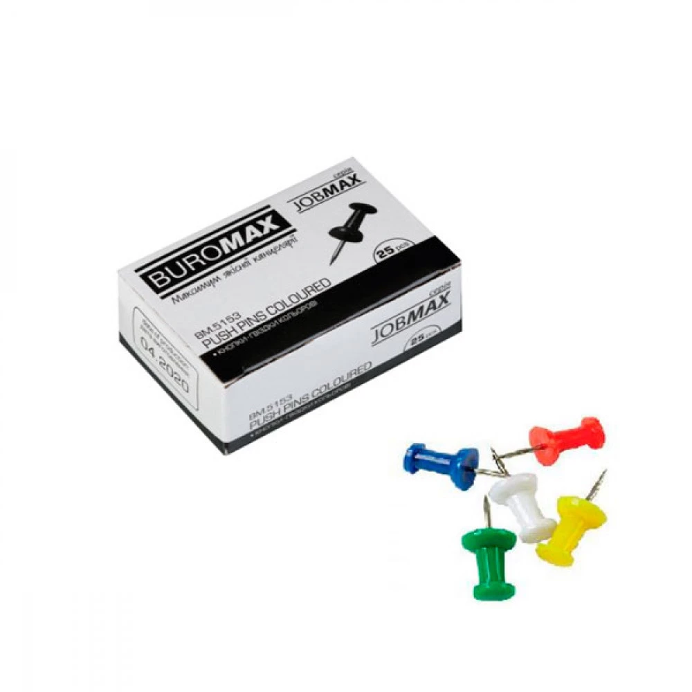 Кнопки-гвоздики BuroMAX/JOBMAX 5153 (25 шт) кольорові
