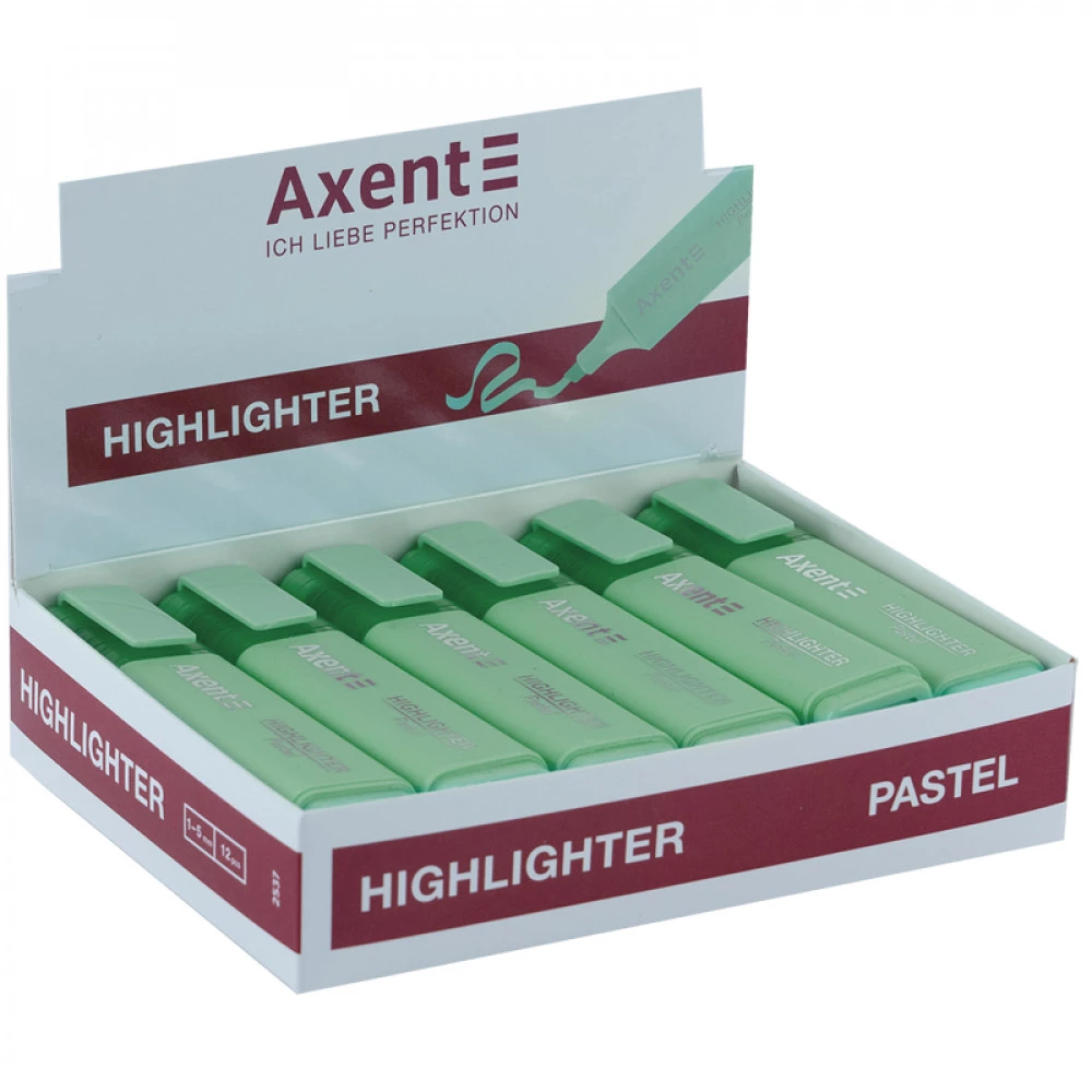 Маркер текст.Axent Highlighter 2537-18-А пастель 1-5мм клиноп. м'ятний