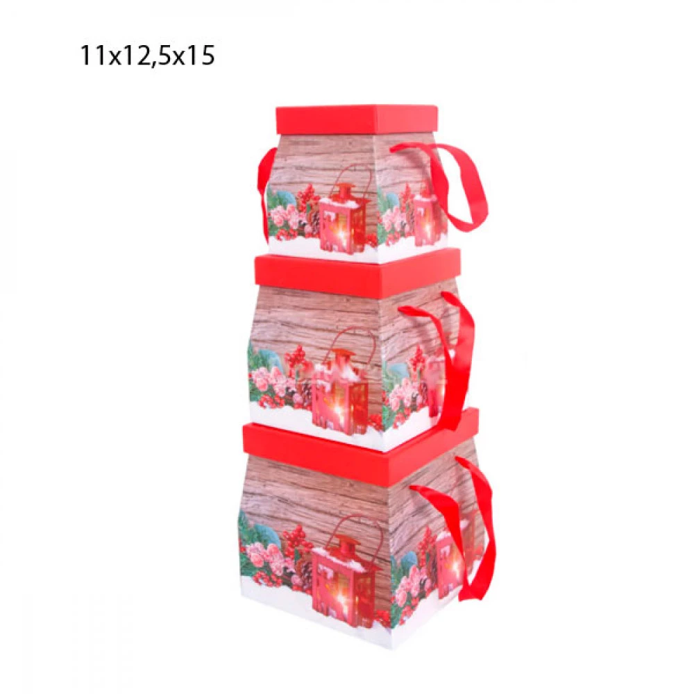 Коробка сувенірна картонна 11 х 12,5 х 15 Ліхтарик 470349101 червоно-коричнева