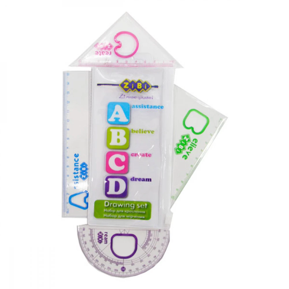 Набір лінійок 15 см "ZiBi" ZB5684 ABCD (4 шт) у пеналі позорний