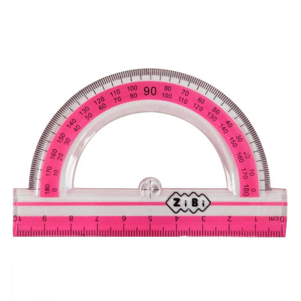 Транспортир пластиковий "ZiBi" ZB5640-10 рожевий