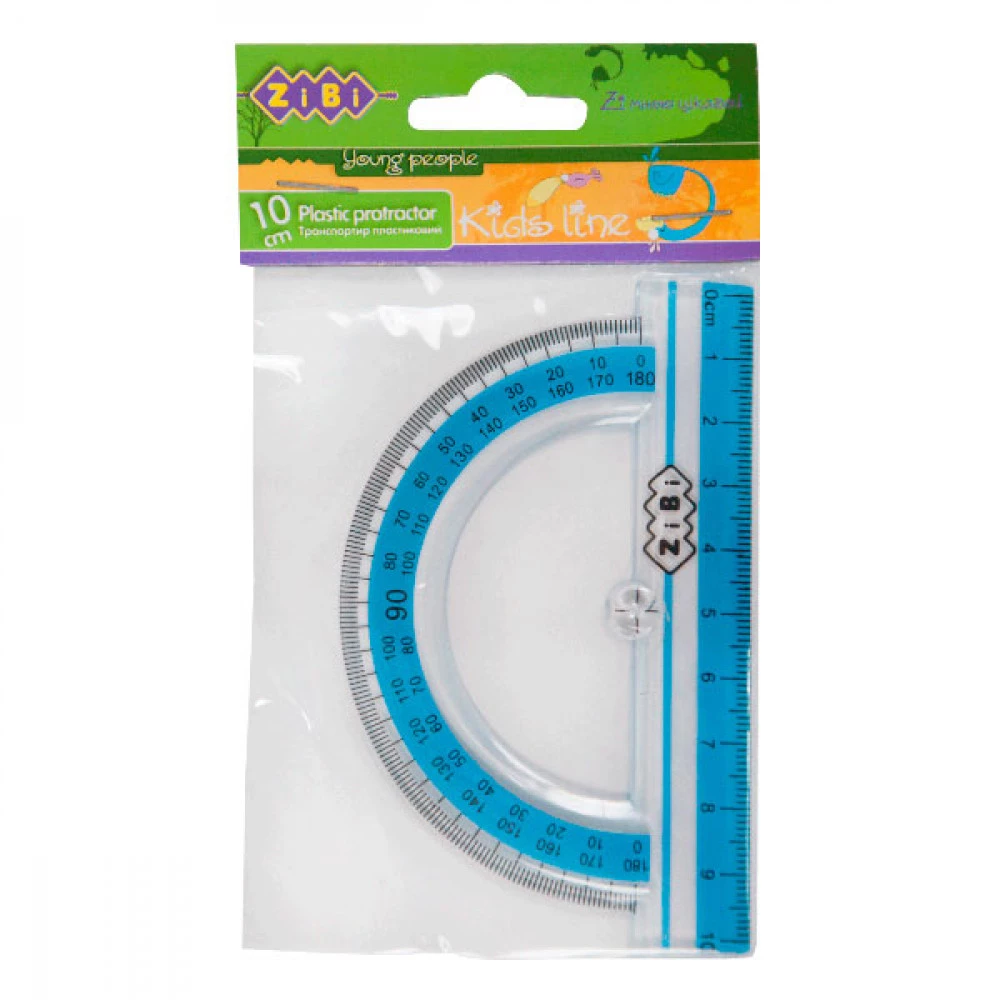 Транспортир пластиковий 10 см "ZiBi" ZB5640-14 блакитний