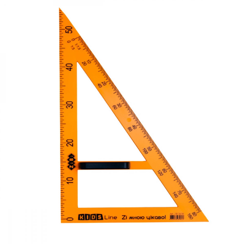 Трикутник пластиковий класний ZiBi ZB5638 "Teacher" 90/60 жовтий