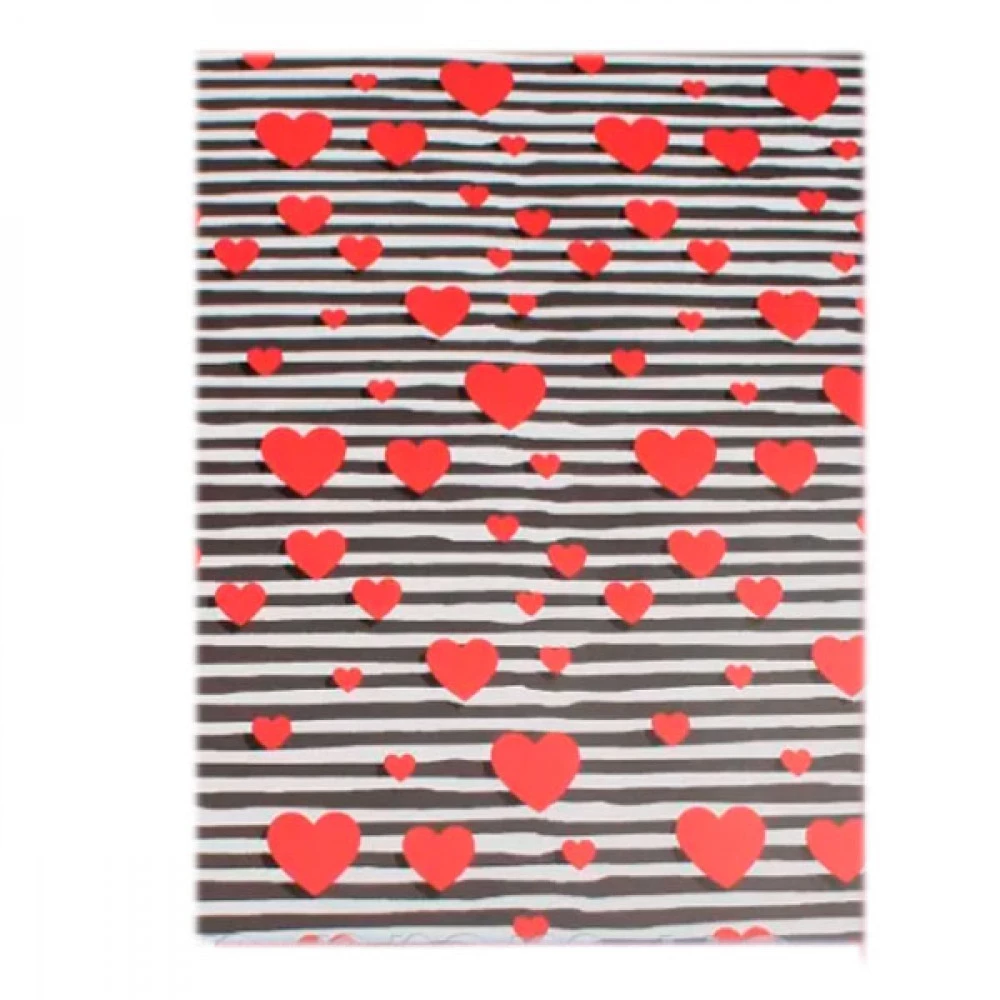 Папір пакувальний Серця, чорна смуга 255-6468