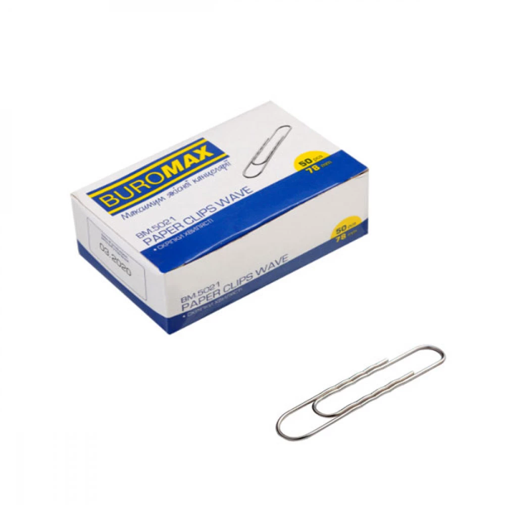 Скріпки 78 мм "BuroMax" BM5021 (50 шт) рельєфні