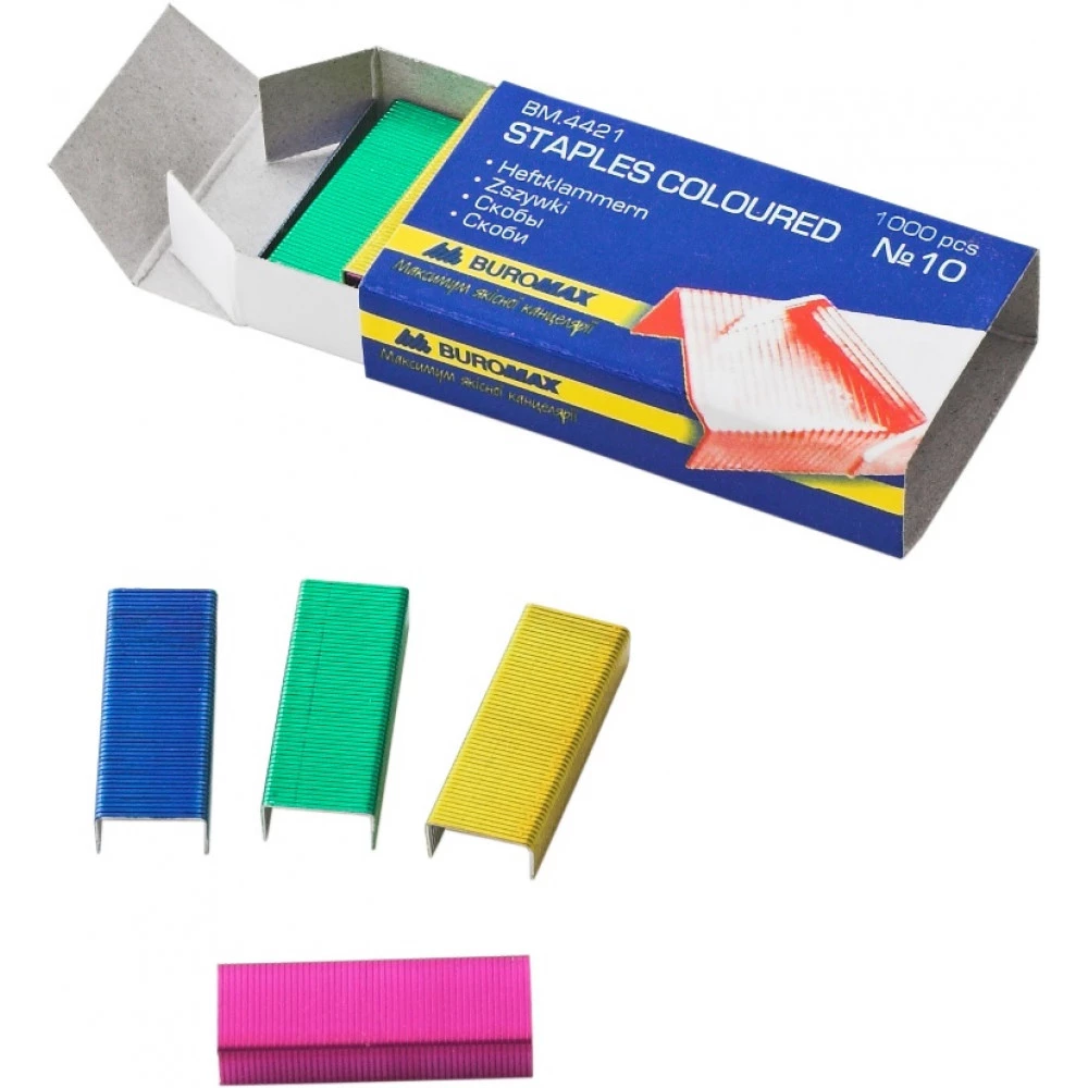 Скоби №10/5 "BuroMAX" 4421 кольорові