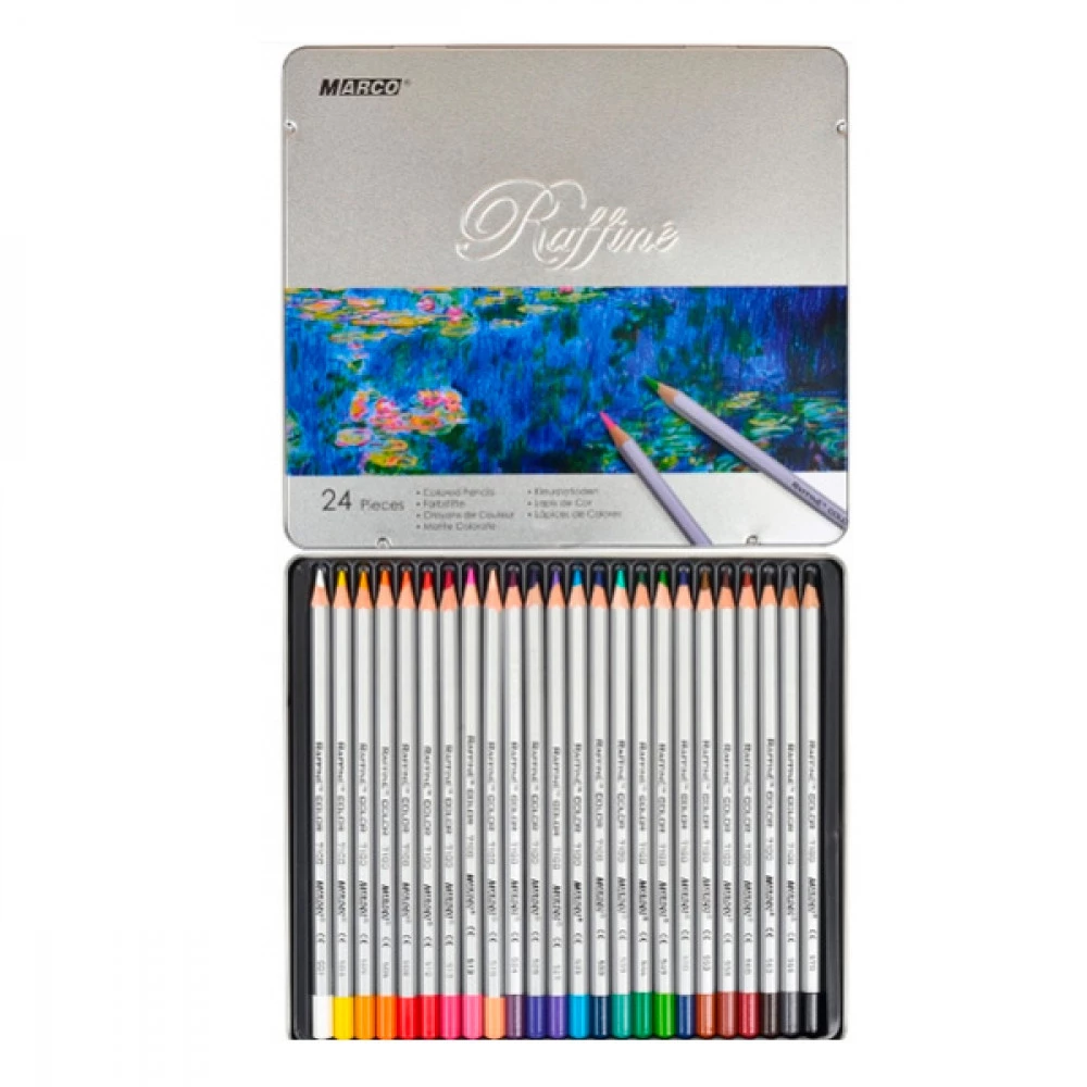 Олівці кольорові "Marco" 7100 TN у металевій упаковці 24 кольори