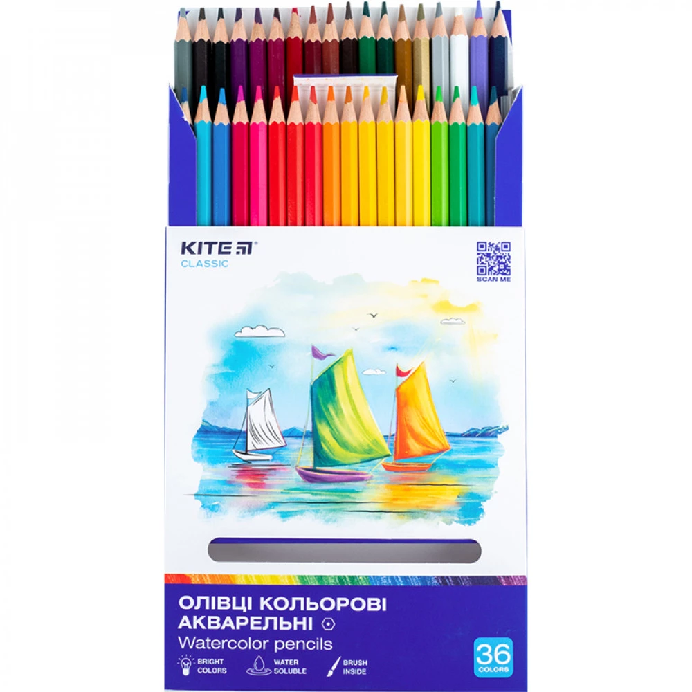 Олівці акварельні 36 кольорів Kite Classic K-1052