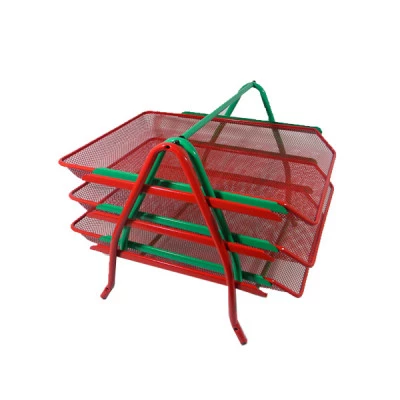 Лоток горизонтальний "BuroMAX" BM6252-05 3в1 металевий червоний