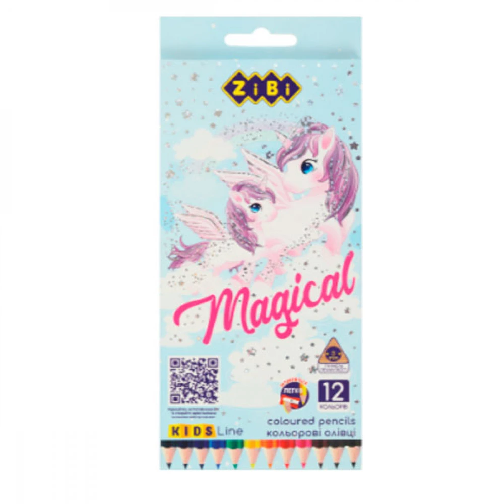Олівці кольорові тригранні 12 кольорів ZiBi ZB.2448 МАГІЯ KIDS Line