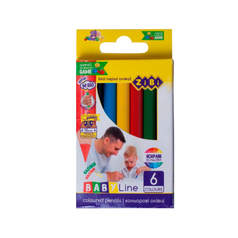 Олівці кольорові "ZiBi" ZB2450 міні 6 кольорів JUMBO