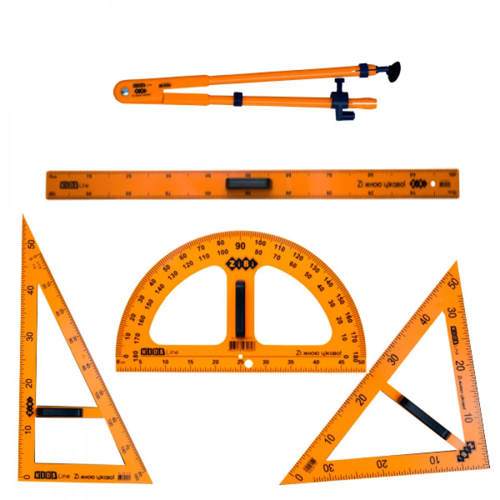 Набір лінійок класний ZiBi5699 (трикутник + транспортир + лінійка) TEACHER