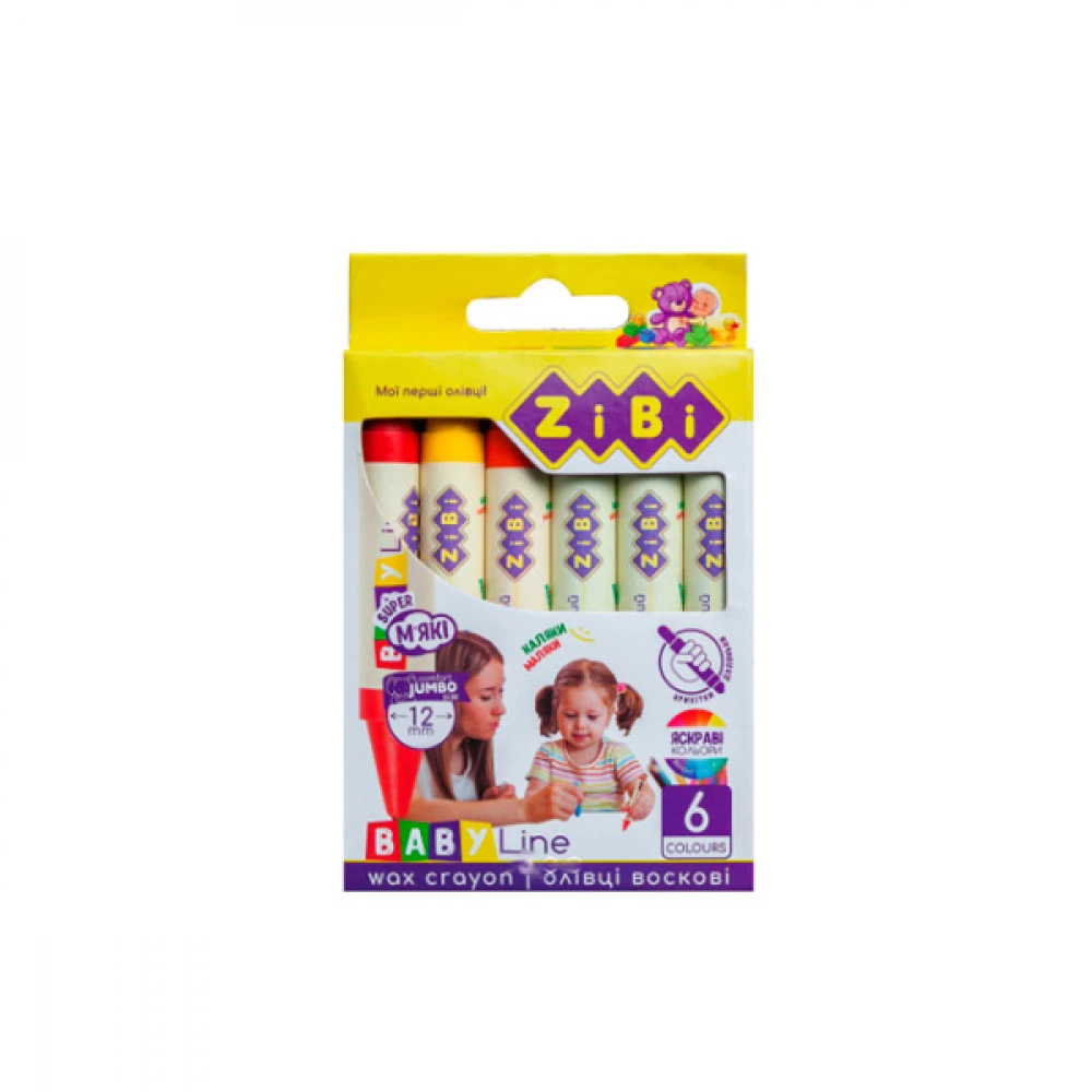 Олівці кольорові воскові круглі "ZiBi" ZB2484 6 кольорів