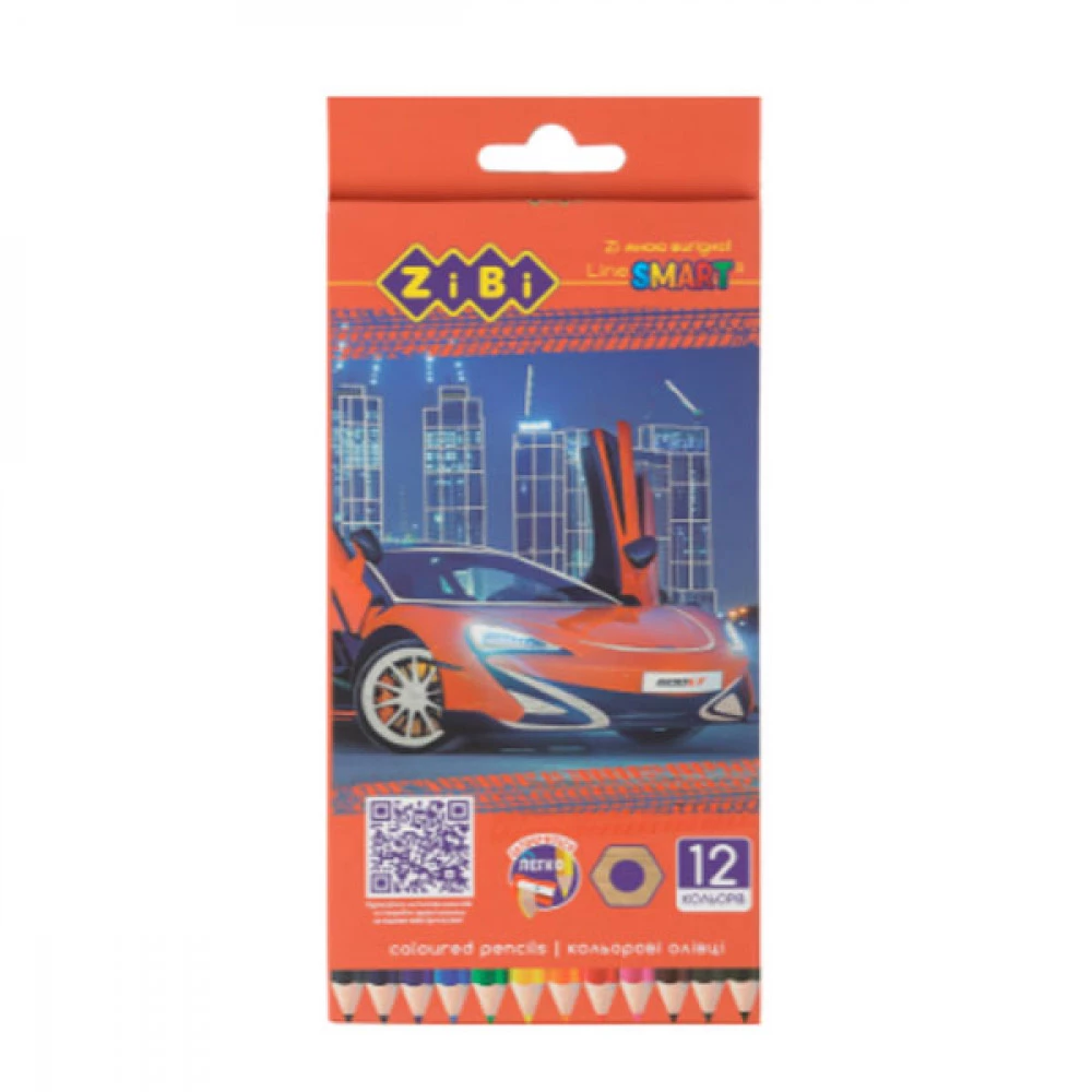 Олівці кольорові шестигранні 12 кольорів ZiBi ZB.2446 Smart