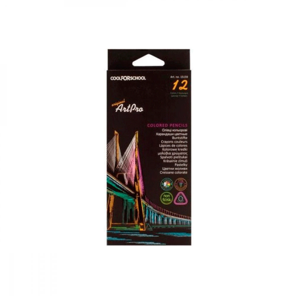 Олівці кольорові професійні 12 кольорів CFS CF15159 ArtPro триганні