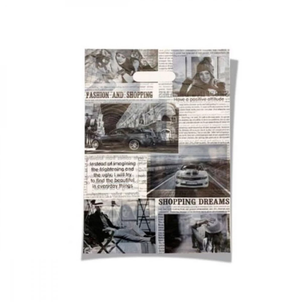 Пакет із прорізною ручкою 30х40 Газетка