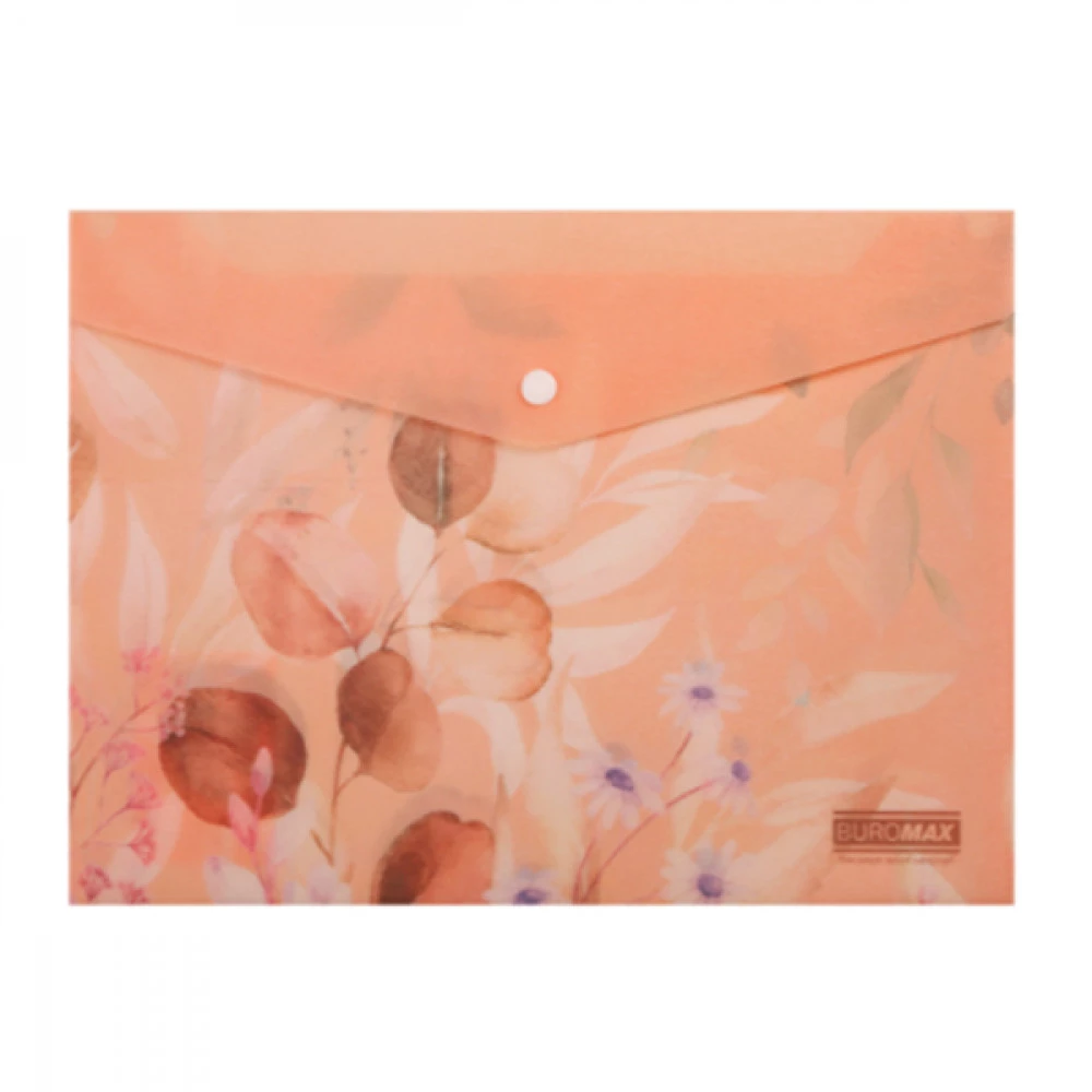 Папка-конверт А4 BuroMAX BM3943-46 ARABESKI пластик на кнопці непрозорий персик