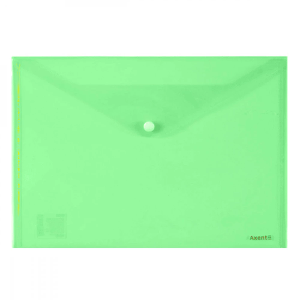 Папка – конверт пластикова А4 Axent 1402-25 на кнопці зелена