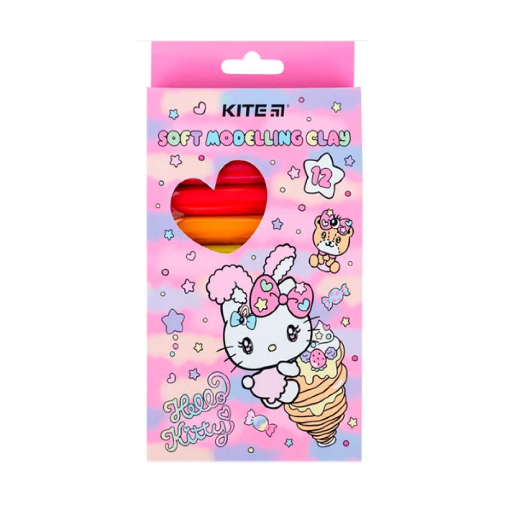 Пластилін 12 кольорів Kite HK23-086 Hello Kitty восковий 200 г