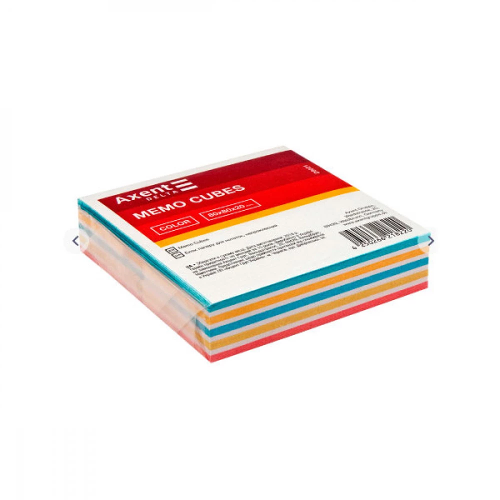 Блок паперу для нотаток 80х80х20 мм Axent Color D8021 не склеєний 210 ​​аркушів Міх
