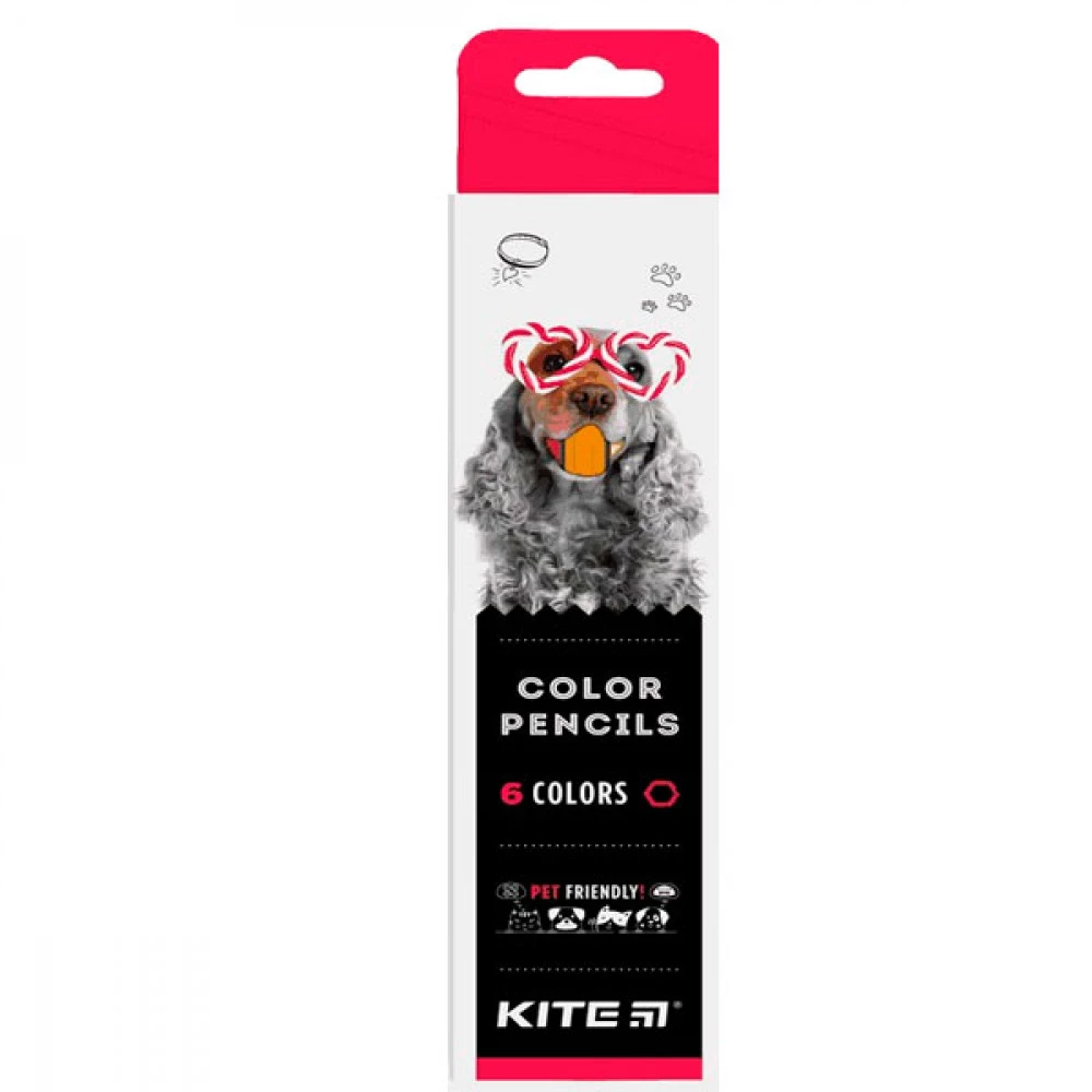 Олівці кольорові шестигранні 6 кольорів Kite K22-050-1 Dogs
