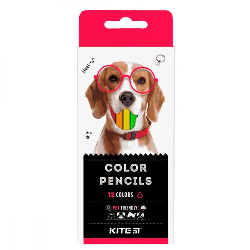 Олівці кольорові тригранні 12 кольорів Kite K22-053-1 Dogs