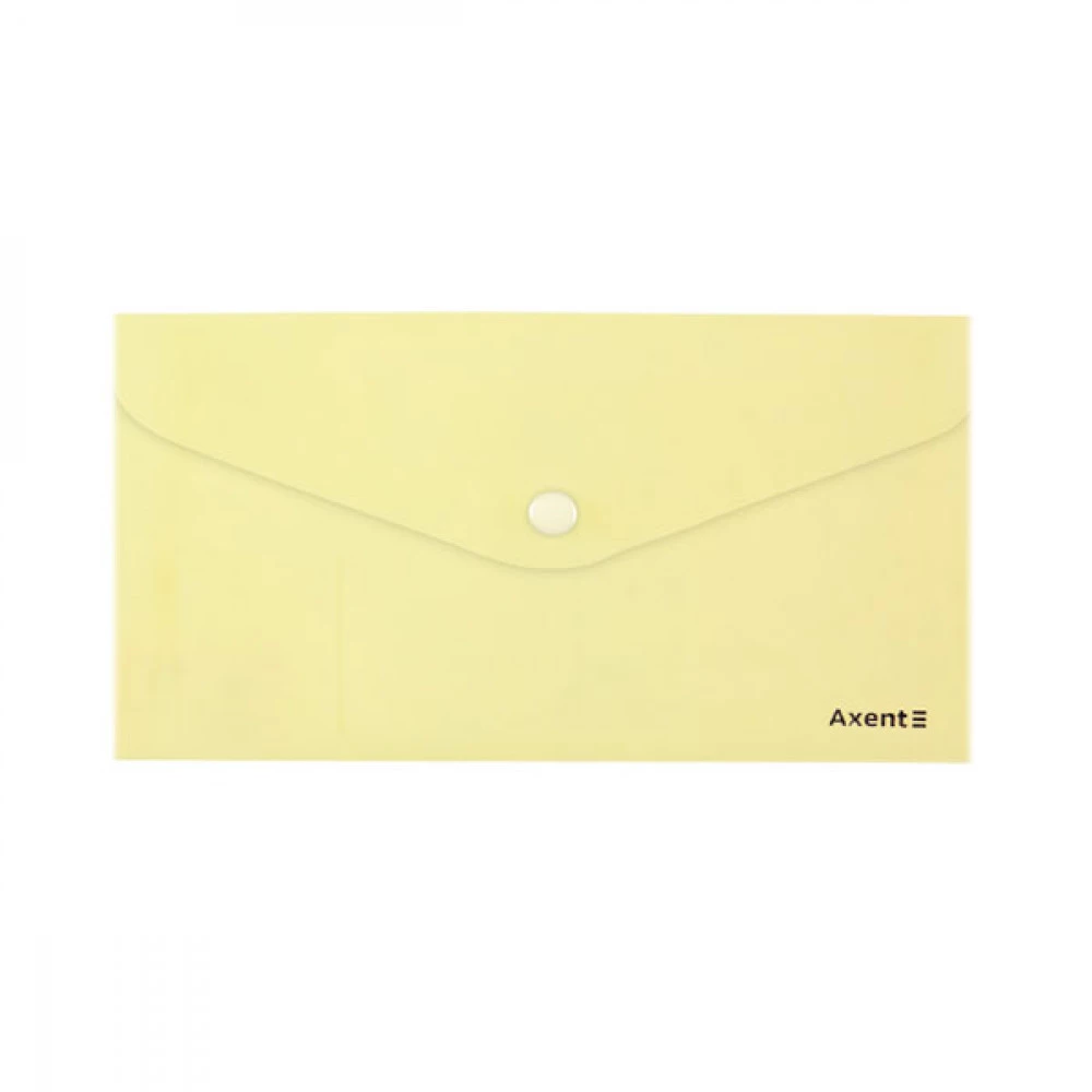 Папка - конверт пластиковий DL Axent 1414-08 Pastelini на кнопці жовта