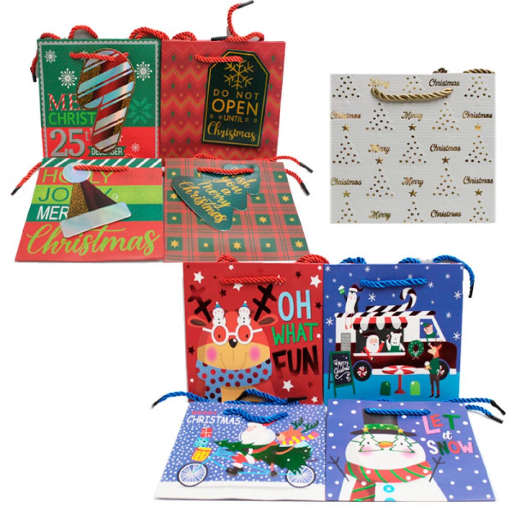 Пакет подарунковий 14х15х7см Новорічний 1049S Mix