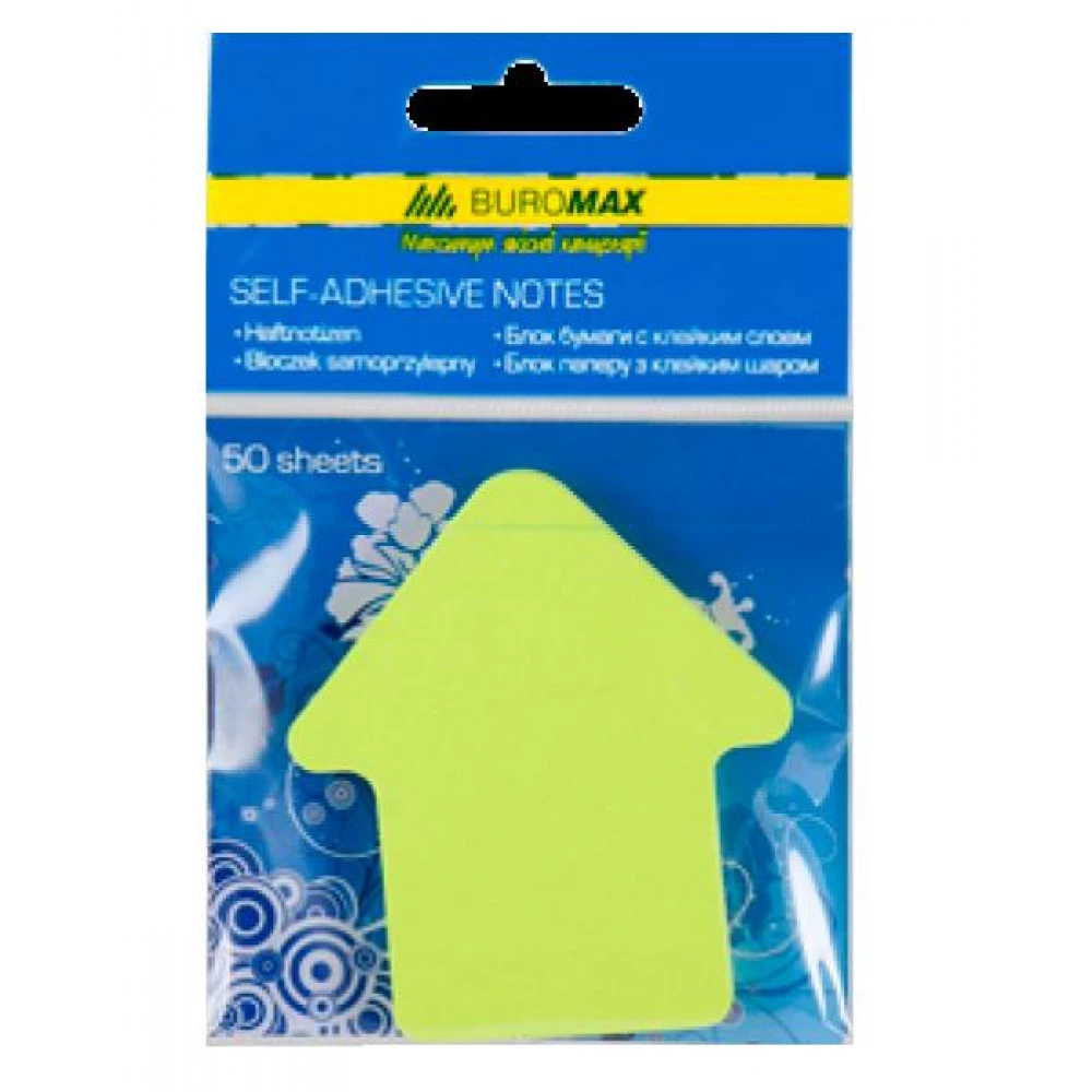 Блок паперу липкий BuroMAX 2366-99 Стріла 50л неон МІХ