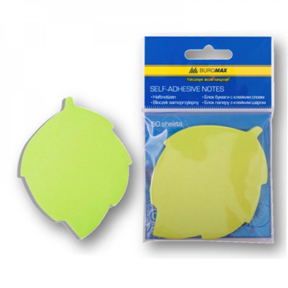 Блок паперу липкий BuroMAX 2367-99 Листок 50л неон МІХ