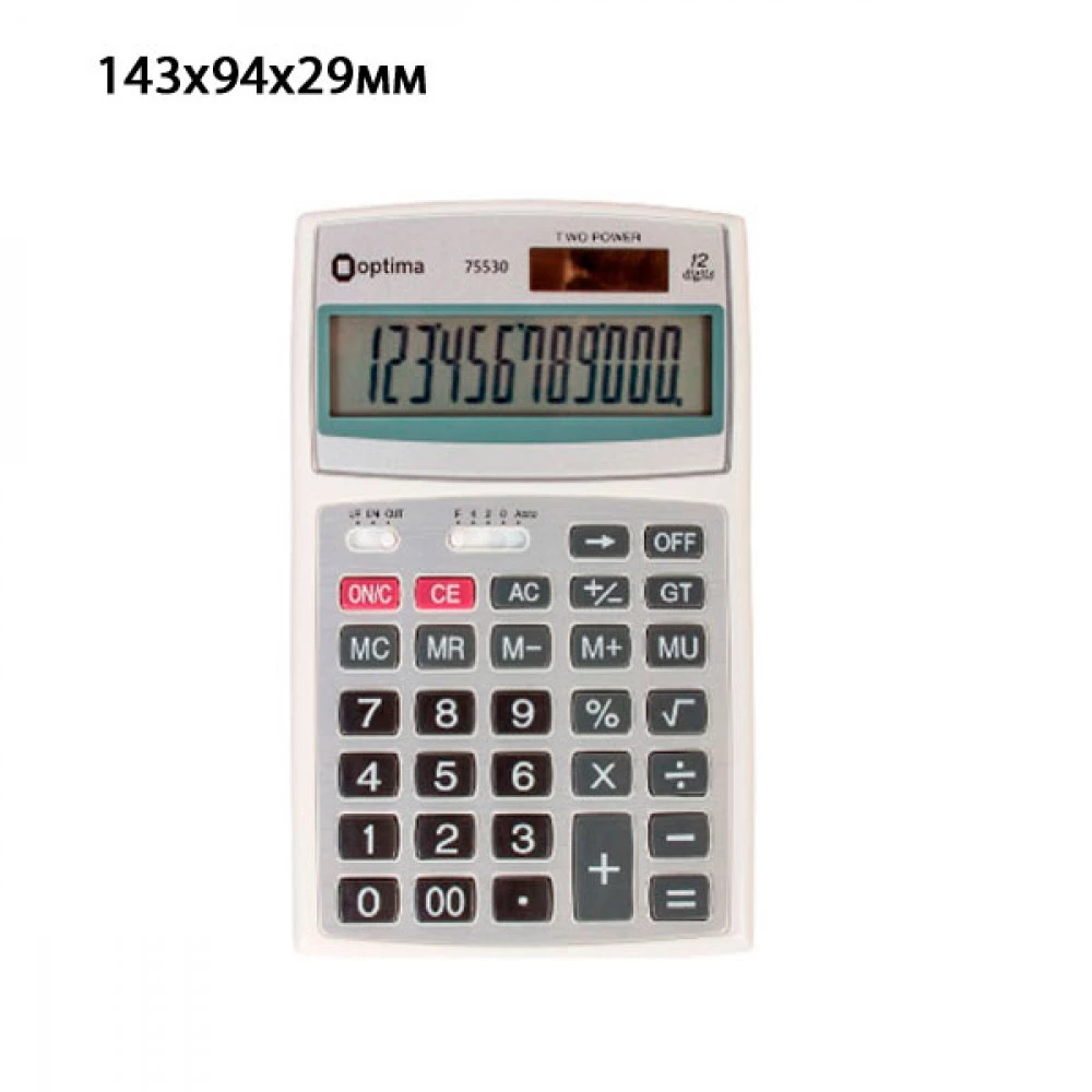 Калькулятор Optima O75530 12-розрядний, сірий