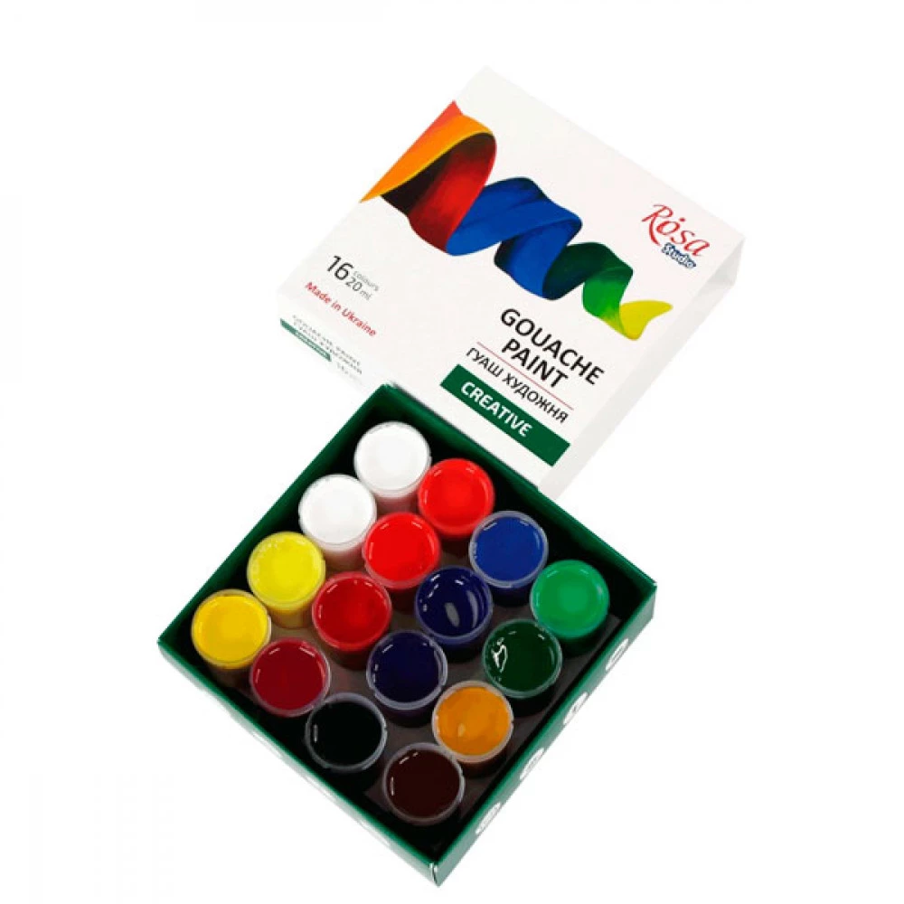 Набір гуашових фарб Rosa Studio 221551 16 кольорів по 20 мл